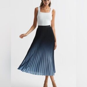 Reiss Marlie Ombre Pleated Skirt in blue Size 0
